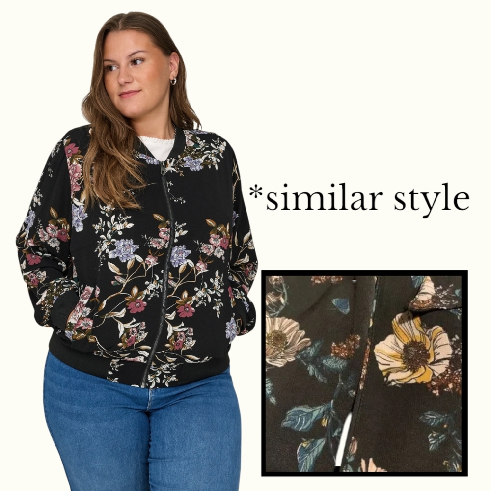 🖤🌸 Frank and Oak Lightweight Floral Bomber Jacket, L